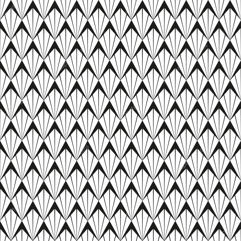Abstract Seamless Black and White Art Deco Vector Pattern