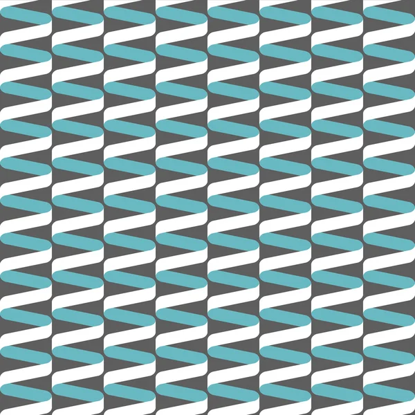 Patrón de onda de cinta espiral inconsútil en turquesa y gris — Vector de stock