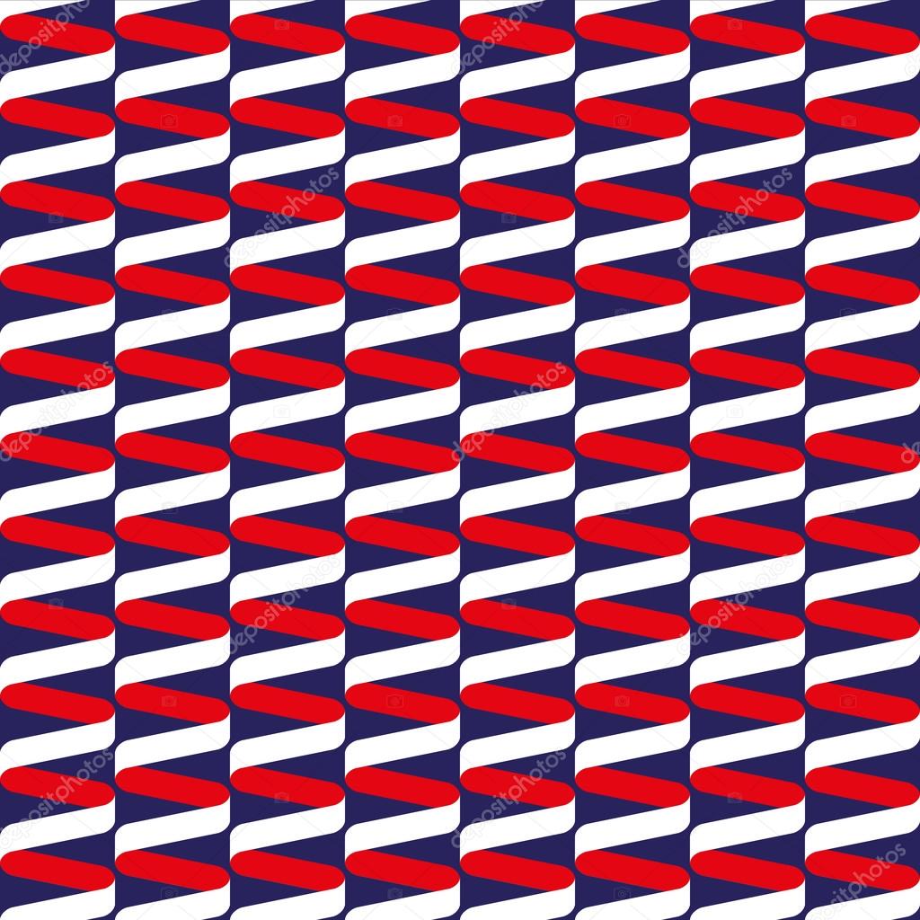 Seamless spiral ribbon wave pattern in red and blue
