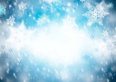 Kar taneleri ve metin için yer ile kış arka plan