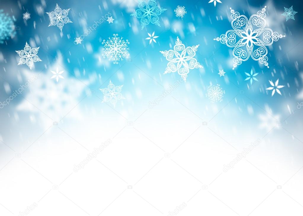 winter background with snowflakes and place for text