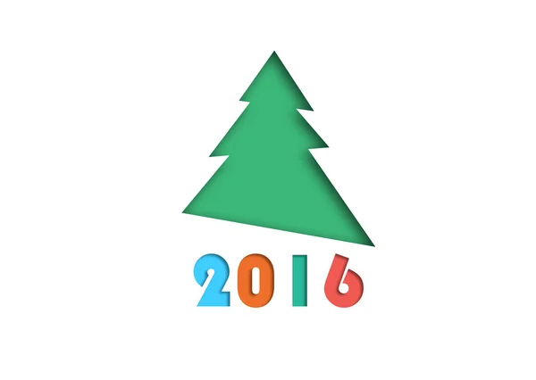 Різдвяна ялинка з цифрами 2016 на білому тлі — стокове фото