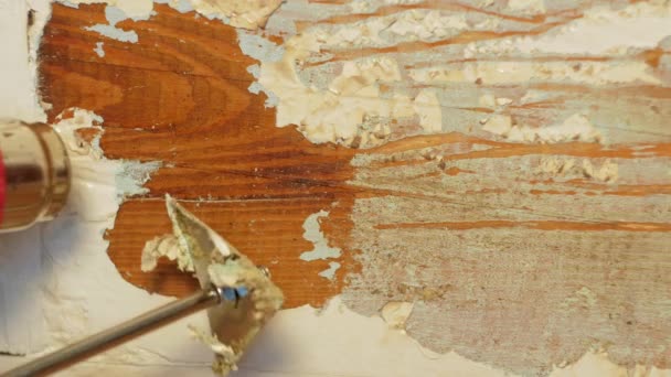 Easy Cheap Restoration Wooden Door Window Restorer Carpenter Peels Paint — Stock Video