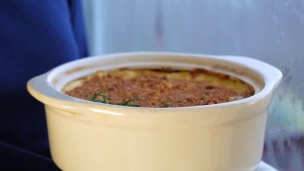 Macarrão Queijo Macarrão Assado Queijo Cremoso Molho Manteiga Leite Estilo — Vídeo de Stock