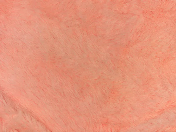 Pink Fur Texture Top View Coral Fluffy Fabric Coat Background — Stock Photo, Image