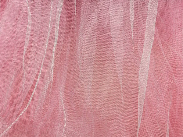 Rózsaszín Tüll Szövet Textúra Felülnézet Korall Háttér Divat Rózsa Színes — Stock Fotó
