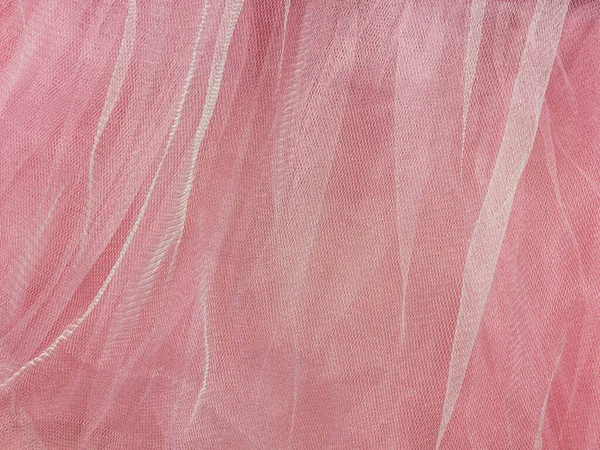 Pink Tulle Fabric Texture Top View Coral Background Fashion Rose — Stock Photo, Image