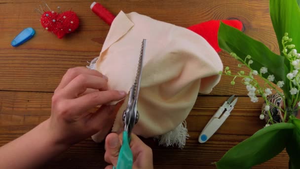 Scandinavian Gnome Fyllning Gör Steg För Steg Handgjorda Tutorial Polyester — Stockvideo