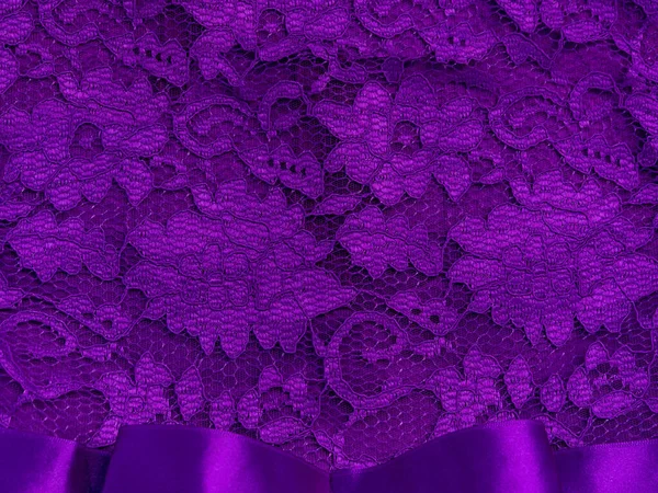 Purple Lace Fabric Texture Top View Violet Background Fashion Trendy — Stock Photo, Image