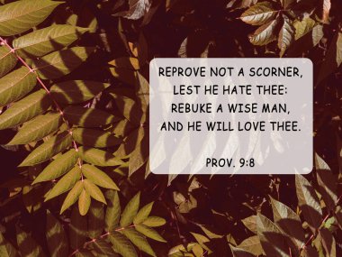 İncil 'den alıntılara göre sonbahar doğayı terk eder. İnananlar için kart metni. İlham verici Hristiyan dua dizesi. Bir de sakın küçümseyip yüz çevirme, yoksa sana nefret eder. Bilge birini azarla ki, o da seni sevsin..