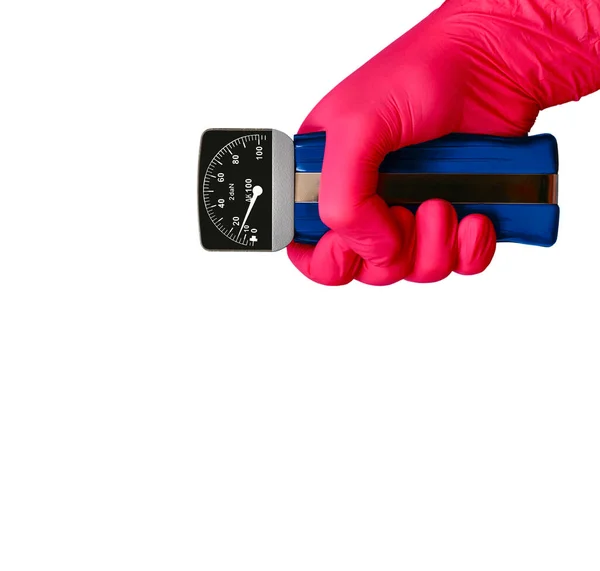 Silomer fastspänd i handflatan med en handske. — Stockfoto