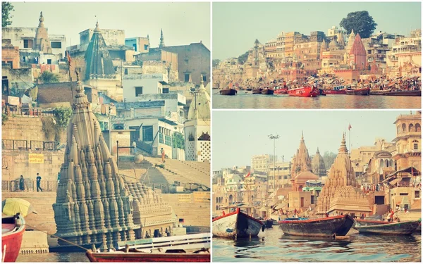 Varanasi collage bilder — Stockfoto