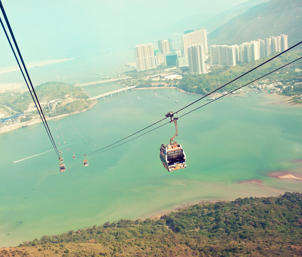 Cableway in Lantau during sunny day