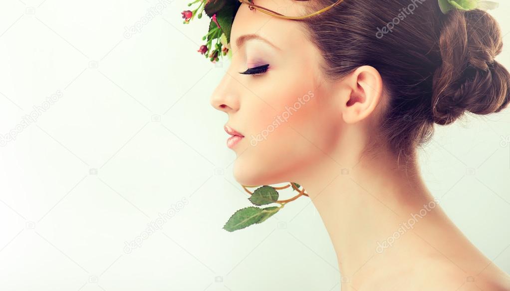 Beautiful woman with flowers