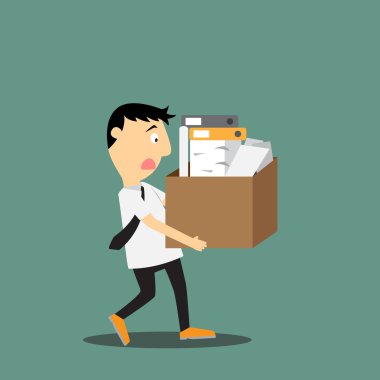 vector illustration of sad businessman leaving work clipart