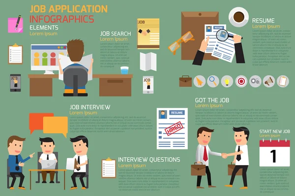 Elemento infográfico de aplicação de trabalho, conceito de negócio . —  Vetores de Stock