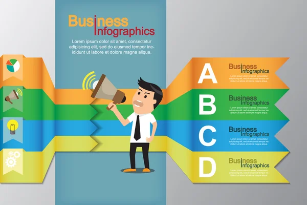 Minimale Infografiken mit Geschäftsleuten werben für sein Geschäft. — Stockvektor