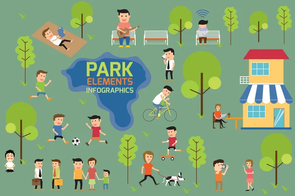 Park infographics elemanları, faaliyetlerini parkta olması insanlar.