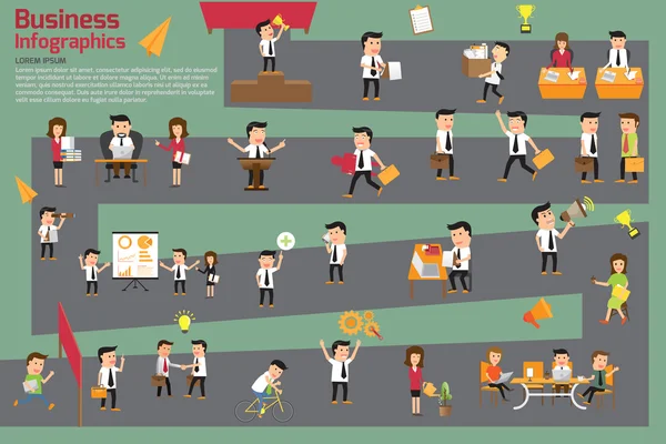 Infográficos de estação de trabalho de negócios. ilustração vetorial . — Vetor de Stock