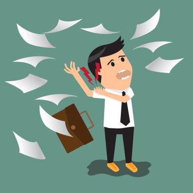 omuz ağrısı çalışırken olan iş adamı. düz tasarım vect