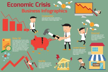 ekonomik kriz infographics elemanları. finansal kriz. investm