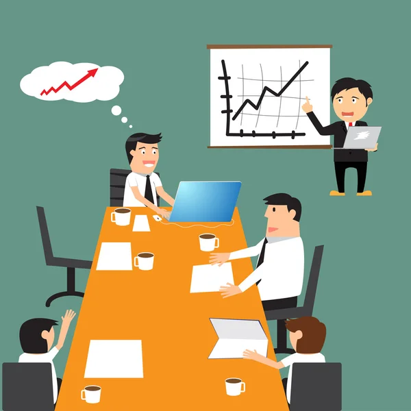 Zakelijke bijeenkomst, zakenpartners en bespreking van de zakelijke d — Stockvector