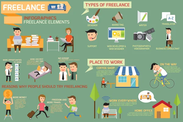 Freelance, elementi infografici freelance, illustrazione vettoriale . — Vettoriale Stock