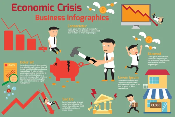 Elementos de infografía de crisis económica. crisis financiera. Inversión — Archivo Imágenes Vectoriales