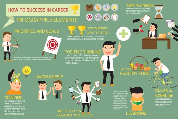 Como ao êxito na carreira. infográficos elementos conceito vetor i —  Vetores de Stock