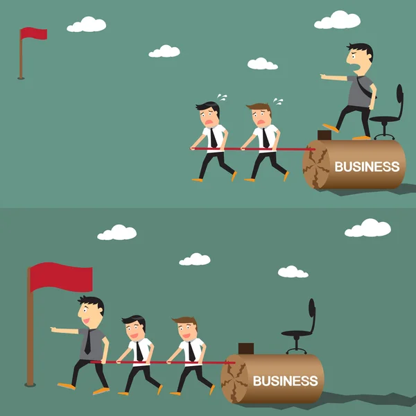 Diferencia entre jefe y líder, concepto de negocio de liderazgo , — Vector de stock