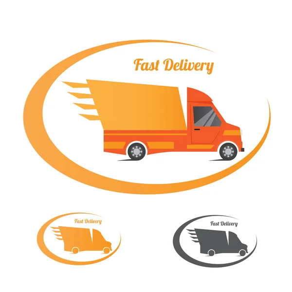 Fast truck delivery logo design element template on white backgr — Stock Vector