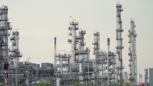 Produzione Terminale Raffineria Petrolio Impianto Industriale Stoccaggio Petrolio Petrolchimico Prodotti — Video Stock