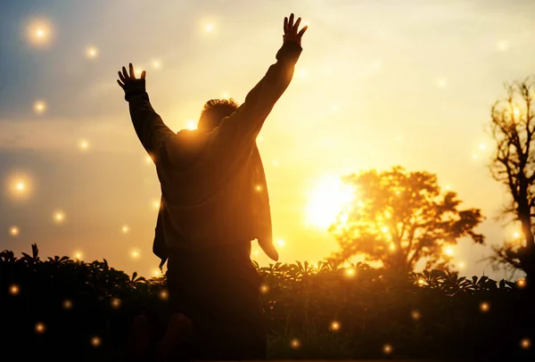 Human Hands Open Palm Worship Eucharist Therapy Bless God Helping — Stock Photo, Image