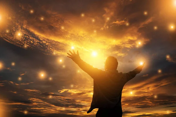 Human Hands Open Palm Worship Eucharist Therapy Bless God Helping — Stock Photo, Image