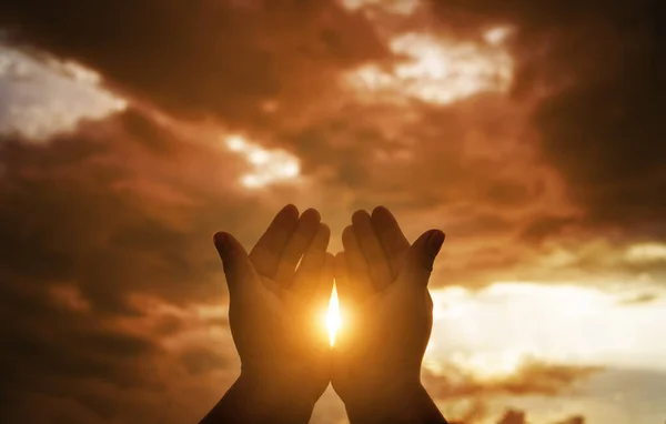 Menschliche Hände Öffnen Die Handflächen Eucharistietherapie Segne Gott Helping Buße — Stockfoto