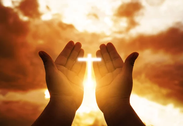 Menselijke Handen Openen Palm Aanbidding Eucharistietherapie God Die Berouw Helpt — Stockfoto