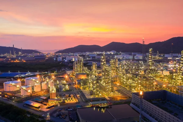 Aerial View Drone Oil Storage Tank Oil Refinery Factory Industrial — Stock Photo, Image