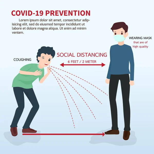 질병은 사람에게서 사람에게 전염된다 일러스트 Covid Novel Coronavirus 2019 — 스톡 벡터