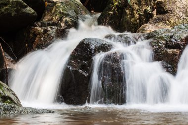 taş duvar ile doğada küçük şelaleler