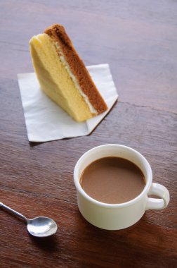 Soyut kahve zaman, kahve molası ekmek ile kısa odak