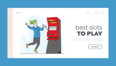 Kumarhane İniş Sayfası Şablonu. Mutlu Çığlık atan Süper Heyecanlı Tek Elli Haydut 'a Büyük ikramiye. Para Yağmuru