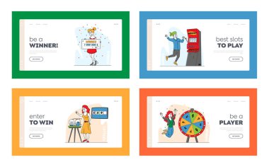 Karakterler Kumar Oyunu Kazananlar İniş Sayfa Şablonu Ayarları. Finansal Özgürlük, Mutlu İnsanlar Çok Heyecanlı İkramiye Alın