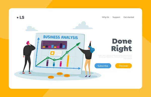 Office Employees Data Analysis Landing Page Template (en inglés). Personajes de Empresarios, Aplicación de Gestión de Proyectos, Consultoría — Archivo Imágenes Vectoriales