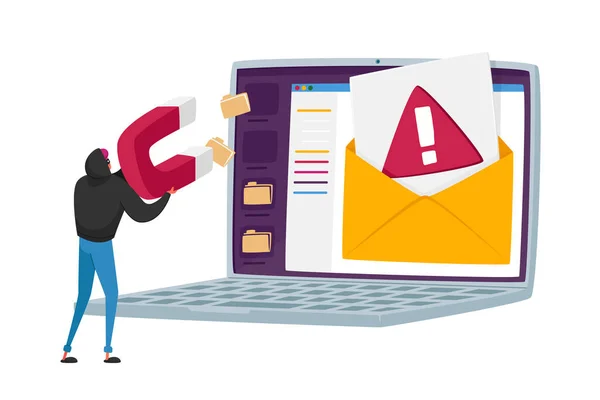 Tiny Hacker Karakteri Kişisel Veri Hackleme ve Dizüstü bilgisayardan Belge Dizinleri Dev Mıknatıs Kullanımı, İnternet Şifreleme