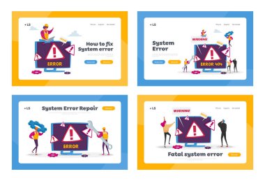 İnşaat Alanı İniş Şablonu Ayarlandı. Web Sitesi Hatası 404 Sayfası Küçük Karakterler Onarım Araçları Tutma Aracı