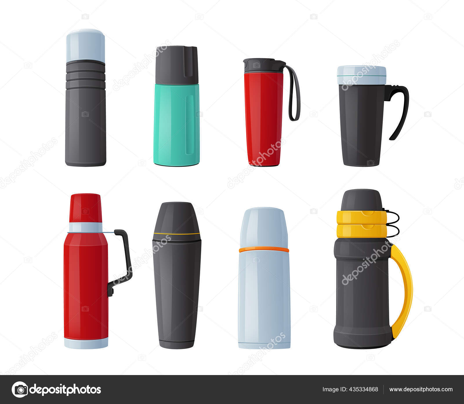 Thermos vacuum flask or bottle with hot Royalty Free Vector