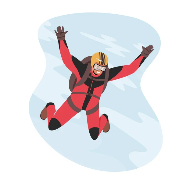 Extreme Aktivitäten im Base Jumping, Erholung. Fallschirmspringer springen mit Fallschirm in den Himmel Fallschirmspringen — Stockvektor