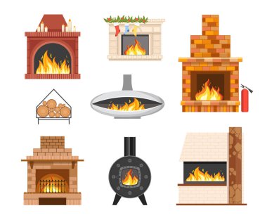 Yanan Ateş, Sahtecilik, Xmas Dekor ve Izgaralı Ev Tuğlası ve Metal Şömineler. Kapalı Baca