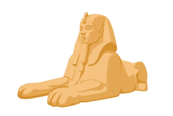 Sphinx égyptien isolé sur fond blanc, monument de l'Égypte ancienne, statue dans le désert de Gizeh, monument en pierre, tombe — Image vectorielle