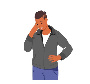 Düşünen, Karmaşık Görevi Çözen, Doğru Kararı Seçen Şüpheli Adam. Öğrenci ya da İşadamı Alnına Dokundu Fikir Geliştirdi